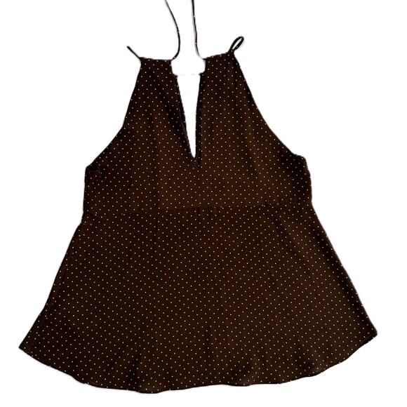 Zara Basic Brown White Polka Dot Sleeveless blouse XS - Picture 4 of 9